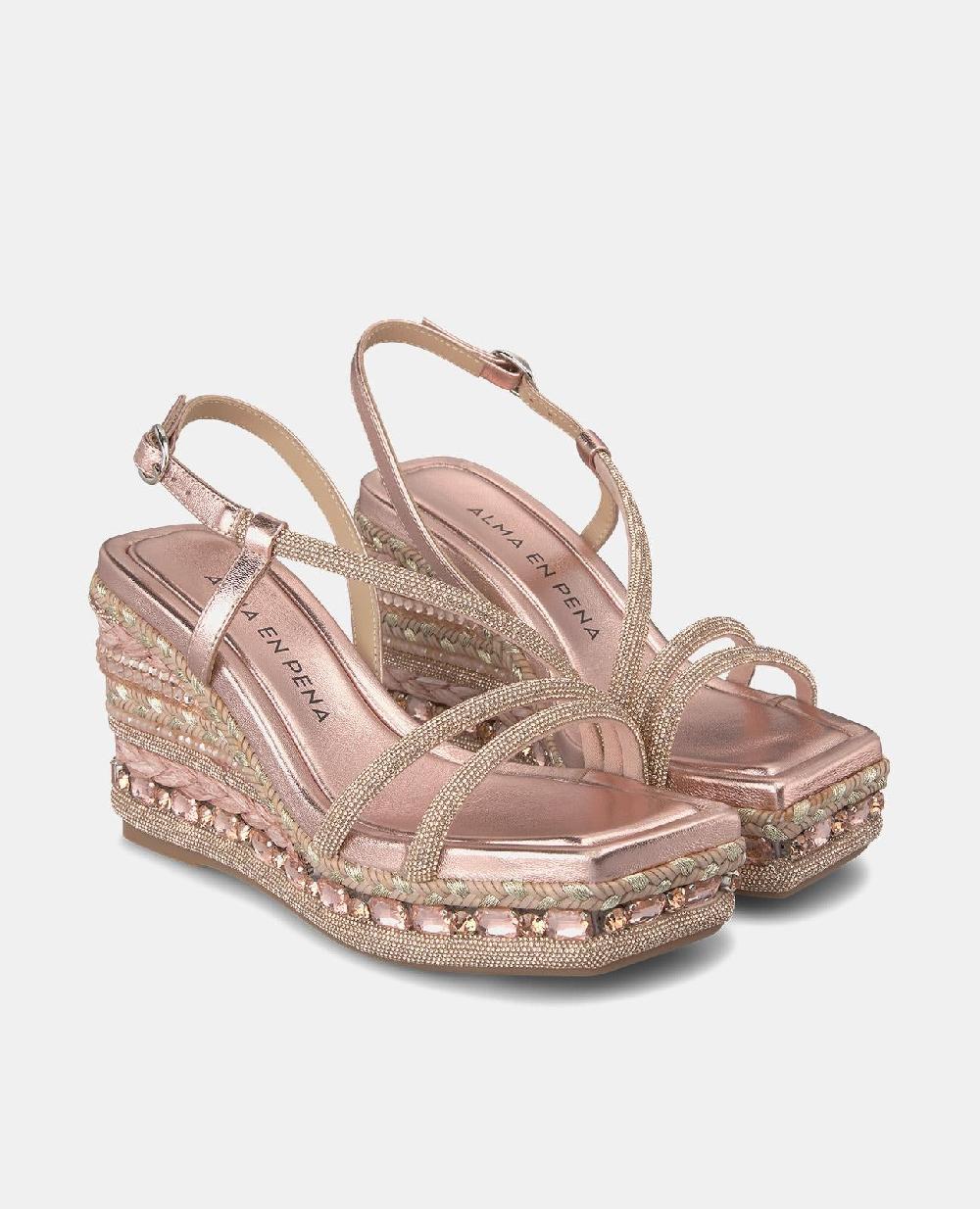 Alma en pena SANDALIA CUÑA TIRAS PEDRERÍA Ofertas especiales