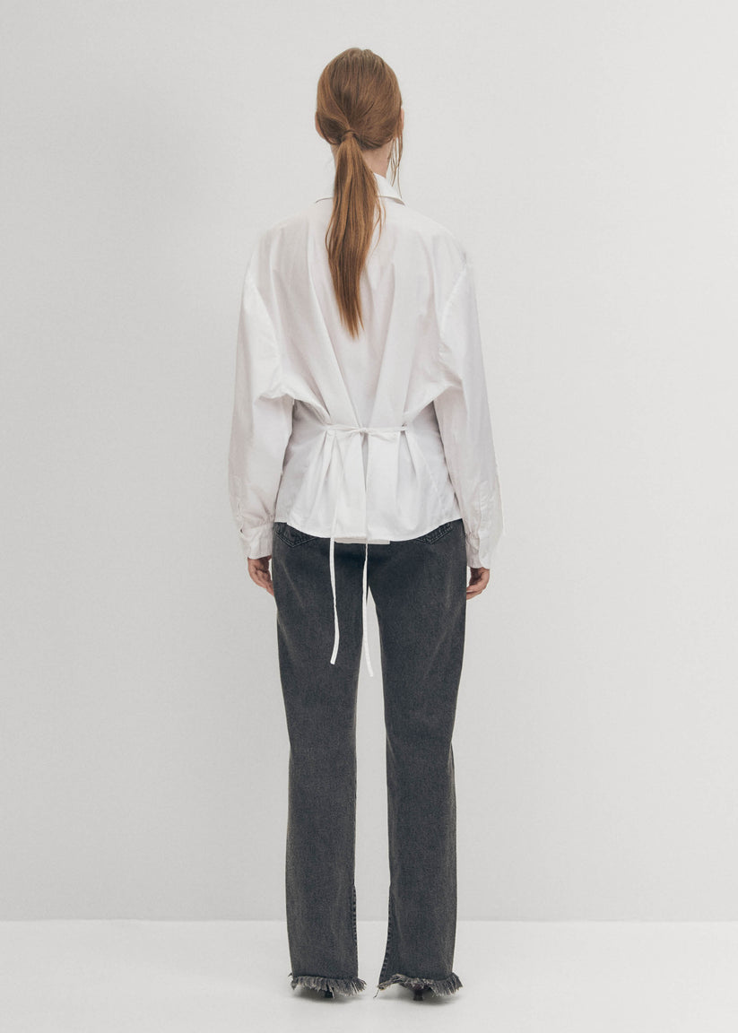 Alohas Sugar Camisa blanca de algodón con lazo en la espalda Tienda