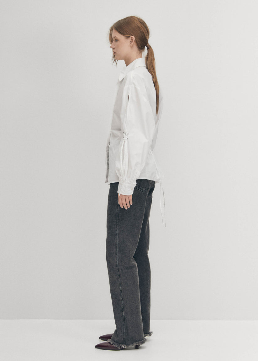Alohas Sugar Camisa blanca de algodón con lazo en la espalda Tienda