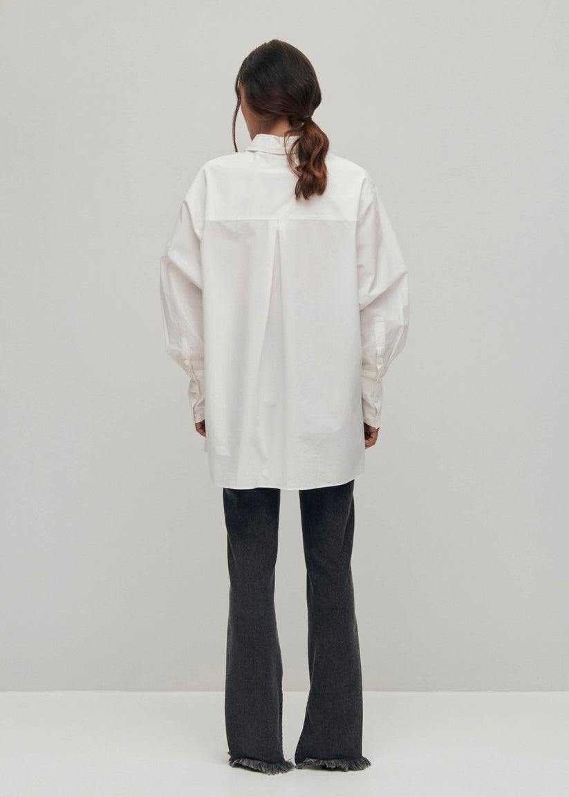 Alohas Sempe Camisa blanca de algodón con lazo al cuello Rebajas online