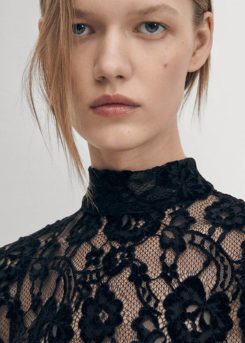 Alohas Tiban Lace Vestido Negro Tienda de fábrica