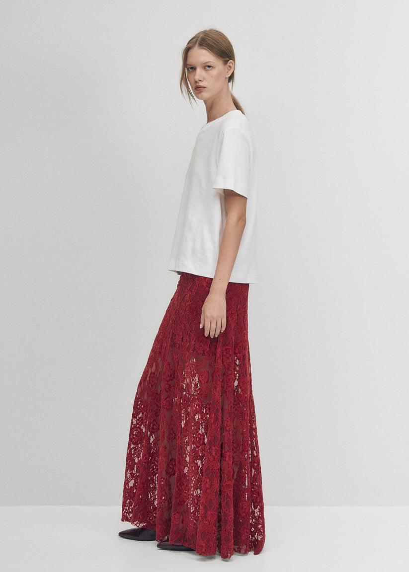 Alohas Falda Bundi de Encaje Color Vino Outlet online