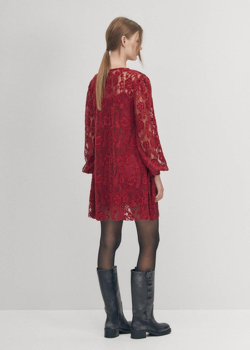 Alohas Dablon Encaje Vestido Burdeos Descuento por venta flash