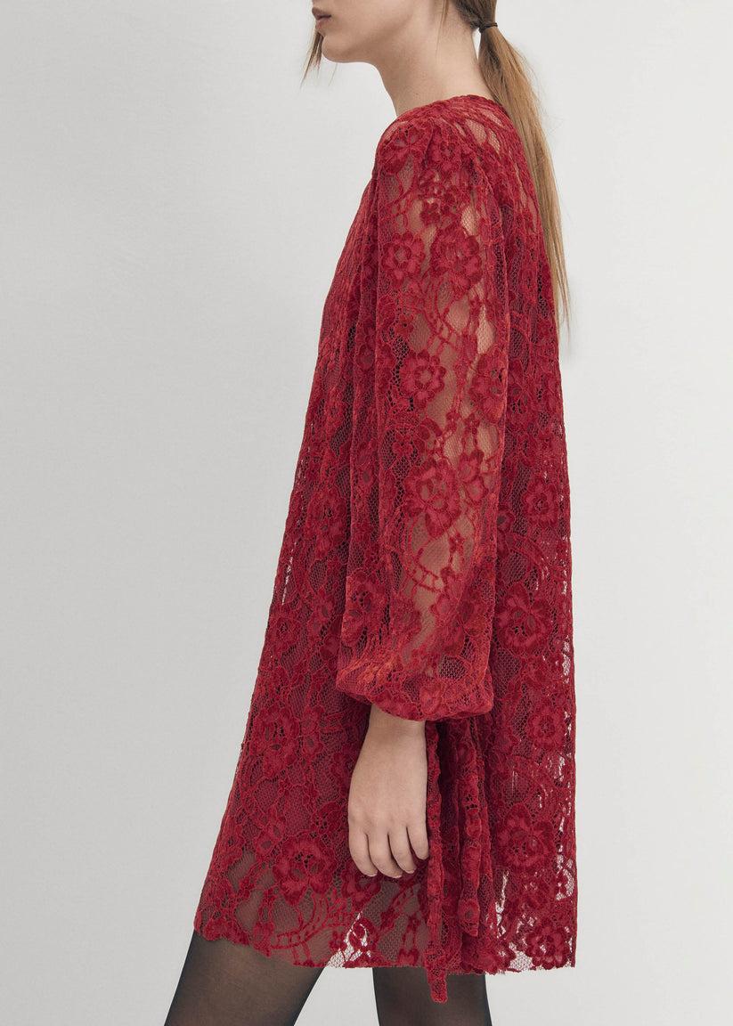 Alohas Dablon Encaje Vestido Burdeos Descuento por venta flash