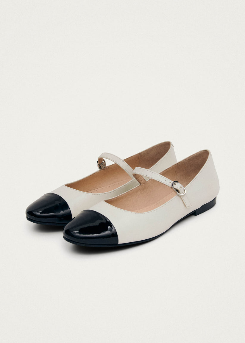 Alohas Musa Bicolor Black Cream Leather Ballet Flats Rebajas de fin de temporada