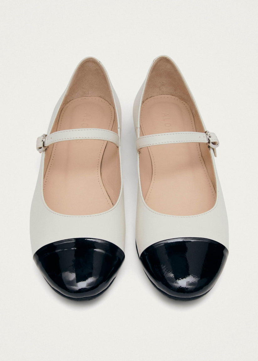 Alohas Musa Bicolor Black Cream Leather Ballet Flats Rebajas de fin de temporada