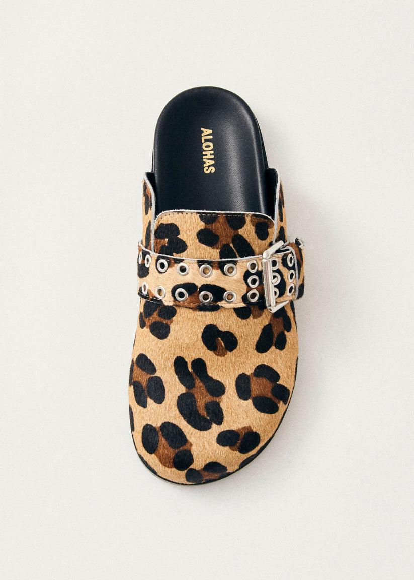 Alohas Halia Zuecos de Cuero Efecto Leopardo Precio ultrabajo