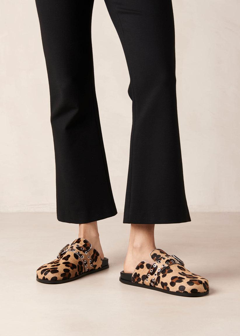 Alohas Halia Zuecos de Cuero Efecto Leopardo Precio ultrabajo