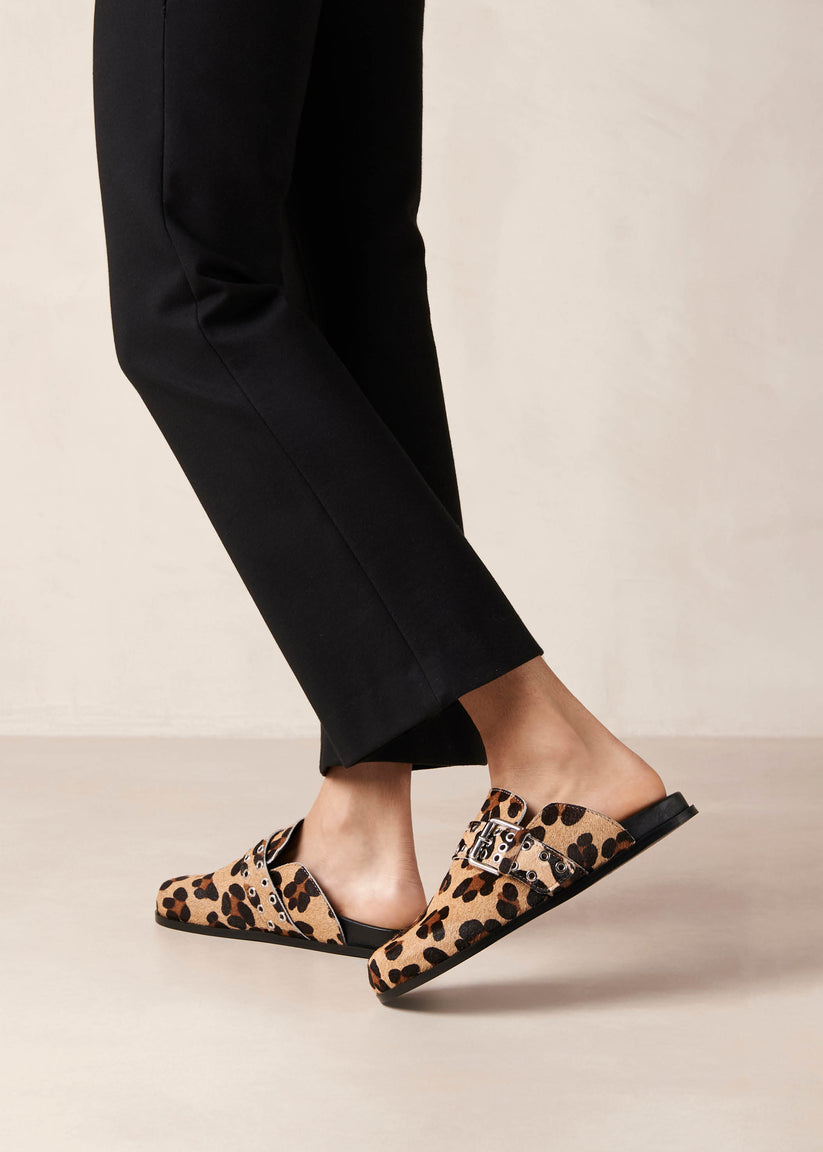 Alohas Halia Zuecos de Cuero Efecto Leopardo Precio ultrabajo
