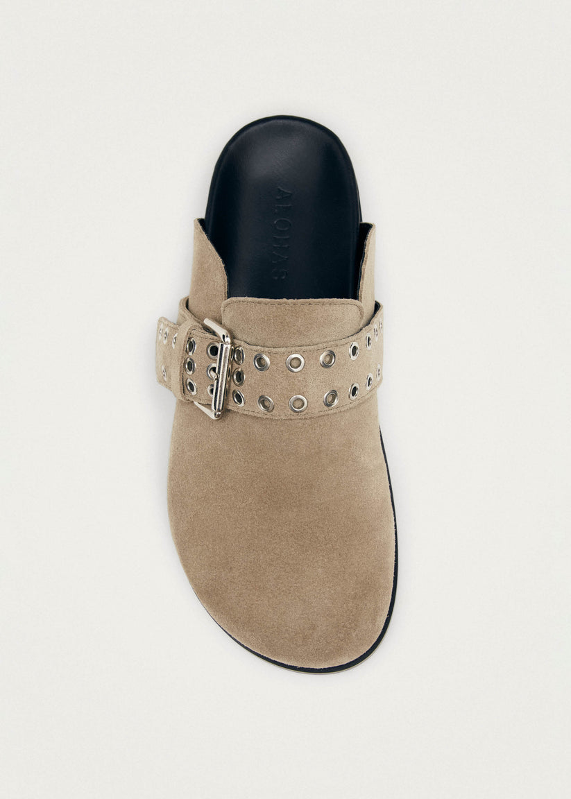 Alohas Halia Zuecos de Cuero Beige Rebajas baratas