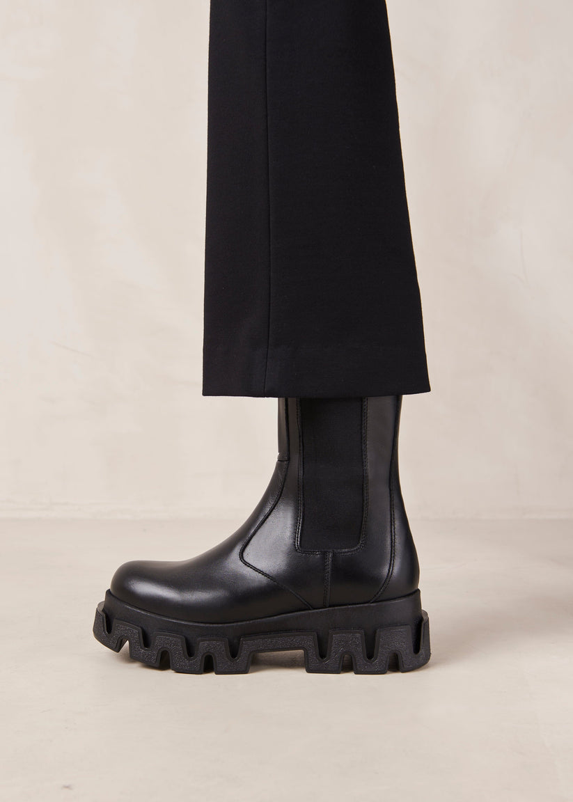 Alohas Anastasia Black Leather Ankle Boots Ventas relámpago