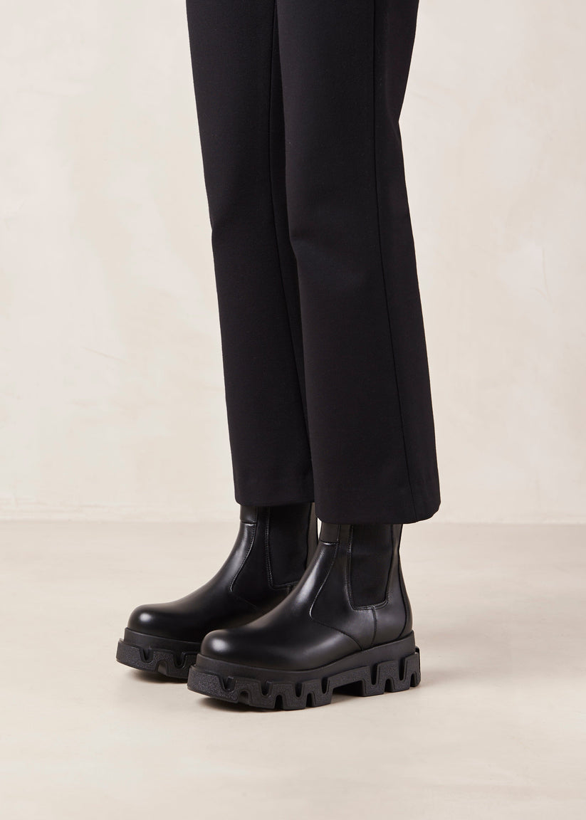 Alohas Anastasia Black Leather Ankle Boots Ventas relámpago
