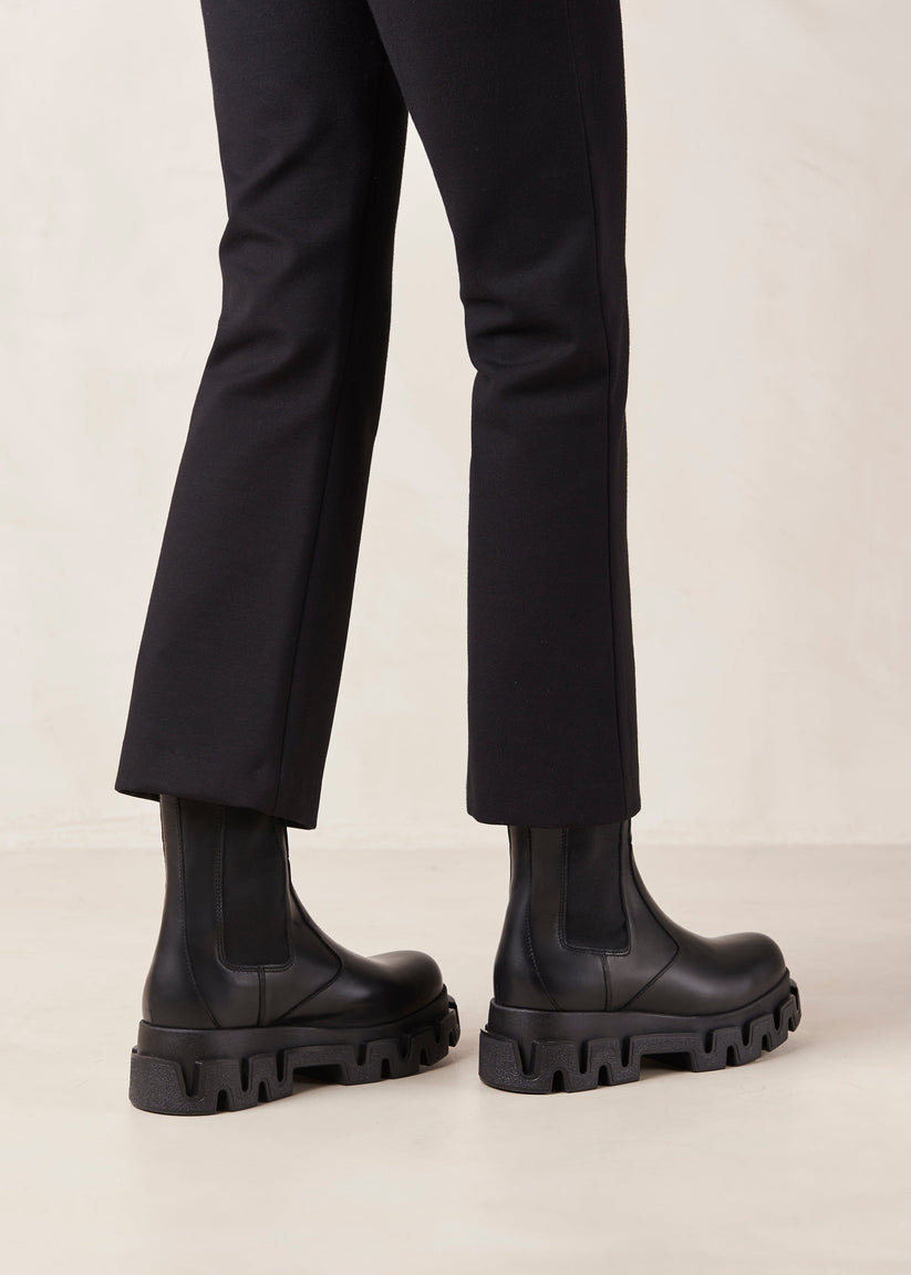 Alohas Anastasia Black Leather Ankle Boots Ventas relámpago