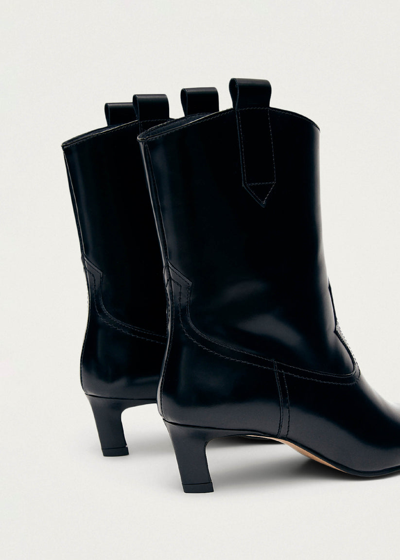 Alohas Hudson Shimmer Botines Cowboy negros con punta plateada Tienda