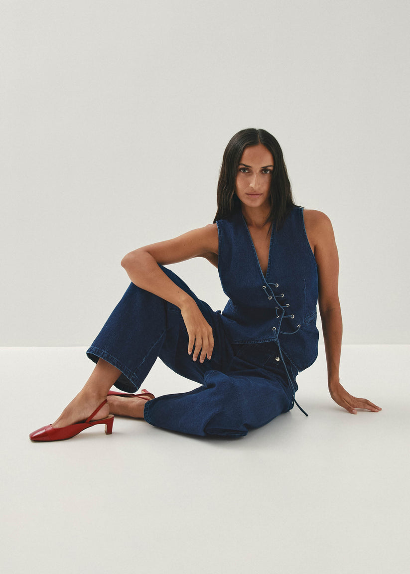 Alohas Lindy Bliss Tacones de Cuero Rojo Liquidación