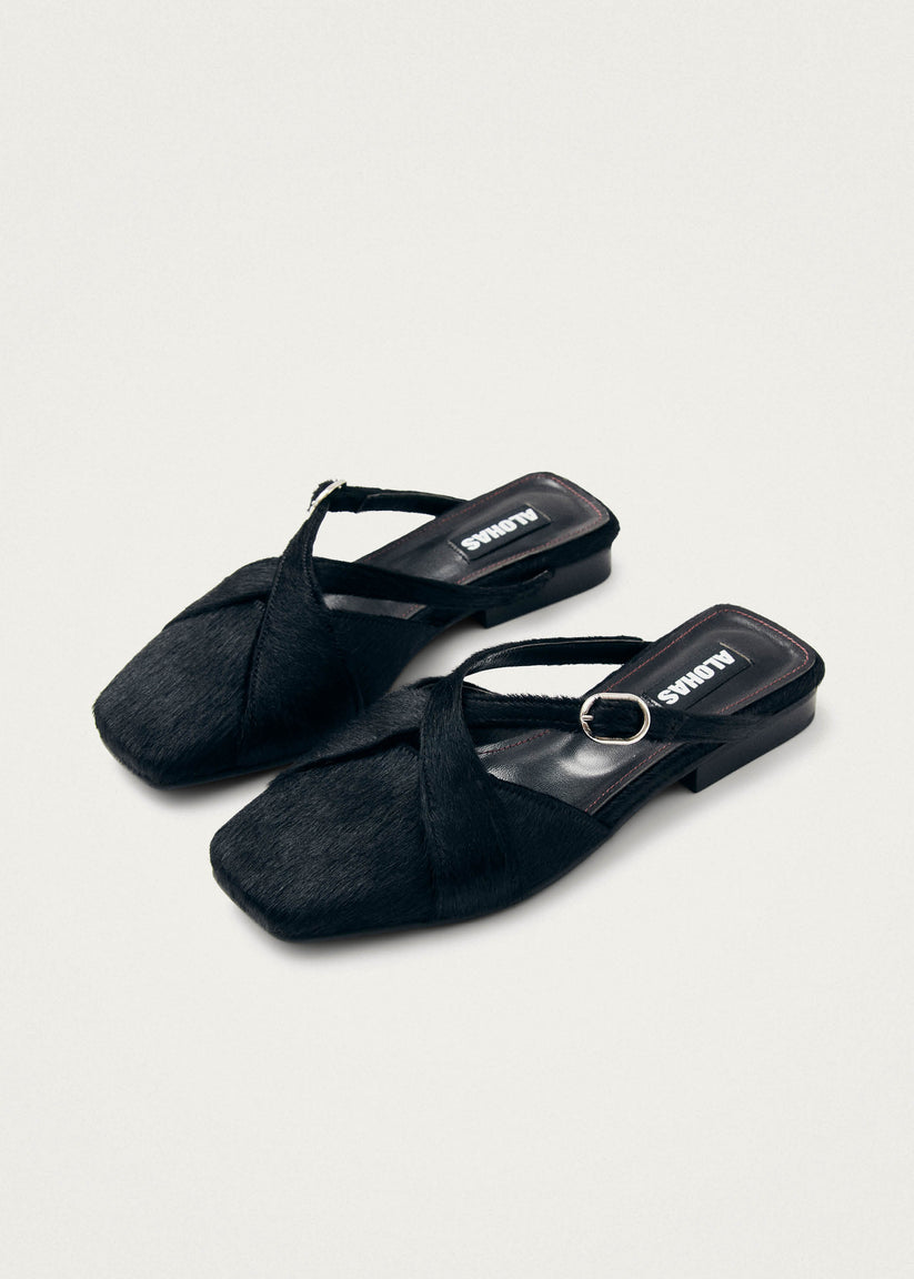 Alohas Adria Soft Mules de Cuero Negro Devoluciones gratuitas