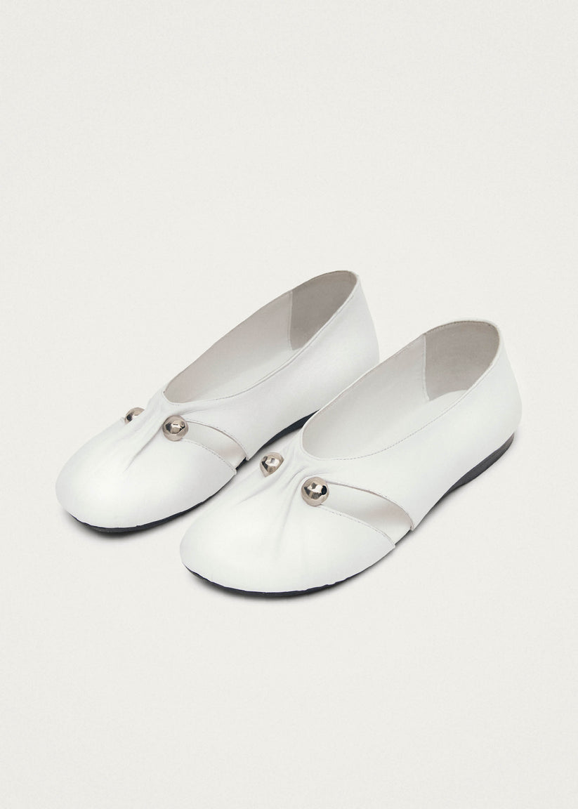 Alohas Ravena White Leather Ballet Flats Rebajas