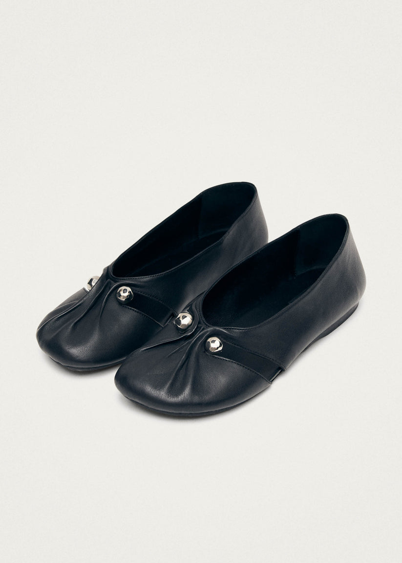 Alohas Ravena Black Leather Ballet Flats Ofertas