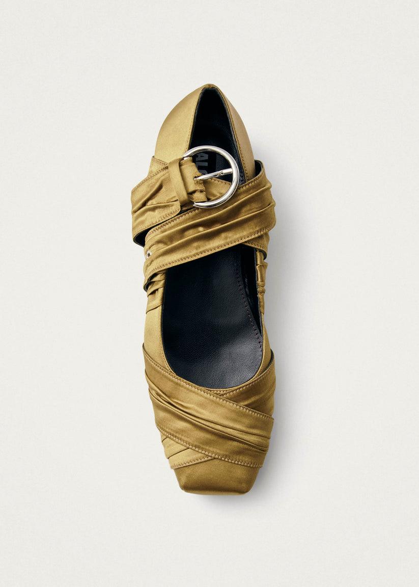 Alohas Volant Silky Bailarinas Color Dorado Oscuro En oferta