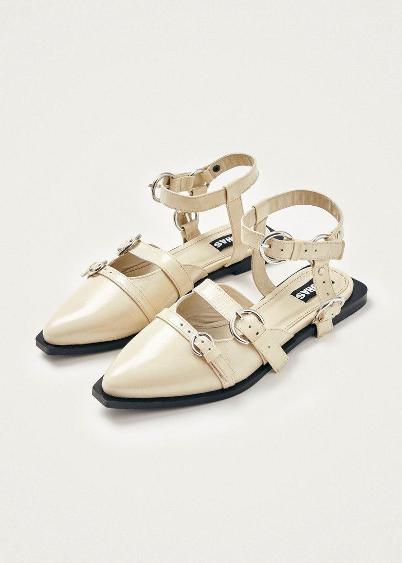 Alohas Thalara Onix Bailarinas de Cuero Color Crema Gran oferta
