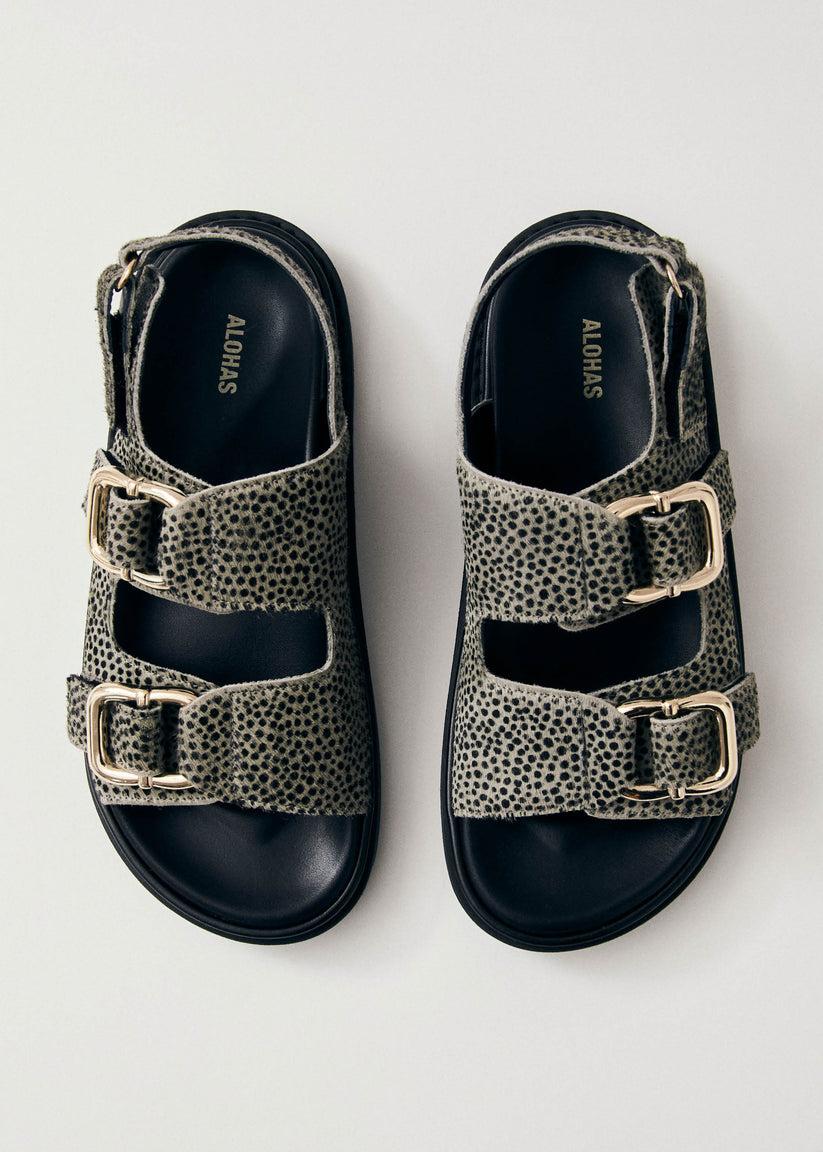 Alohas Harper Soft Grey Leather Sandals Liquidación