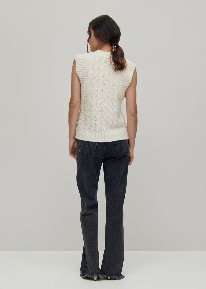 Alohas Cosy Chaleco de Punto Blanco Oferta especial