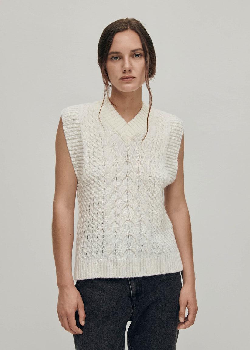 Alohas Cosy Chaleco de Punto Blanco Oferta especial