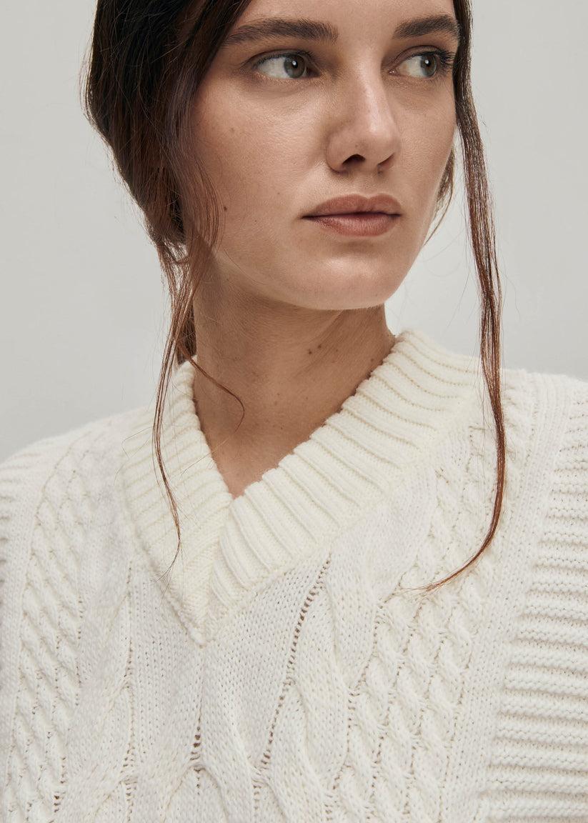 Alohas Cosy Chaleco de Punto Blanco Oferta especial