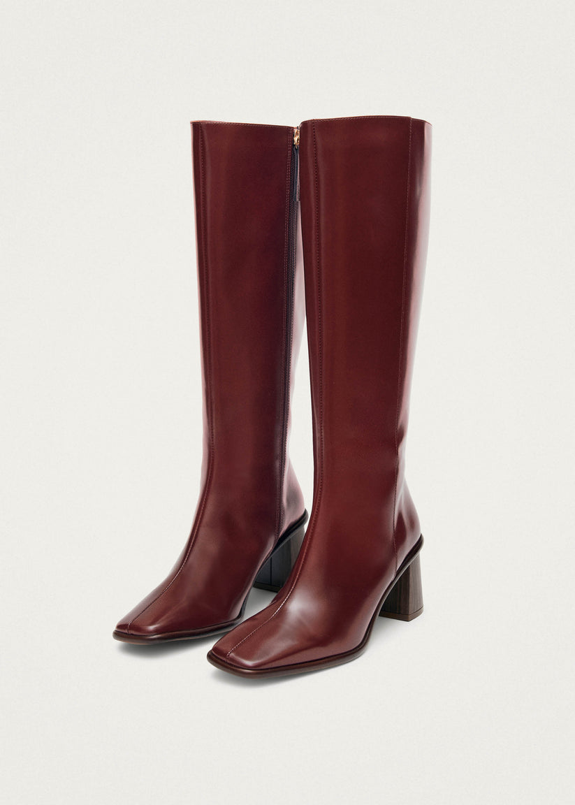 Alohas East Sleek Botas de Cuero Burdeos Últimos 2 días