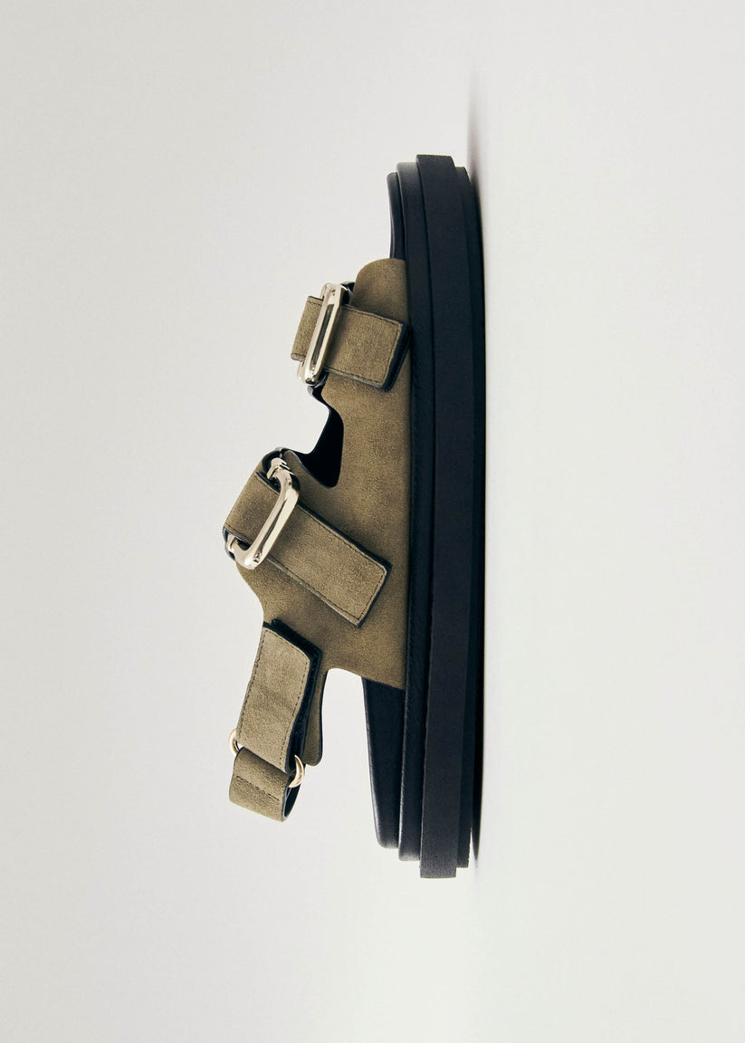 Alohas Harper Suede Khaki Leather Sandals Oferta especial de fábrica