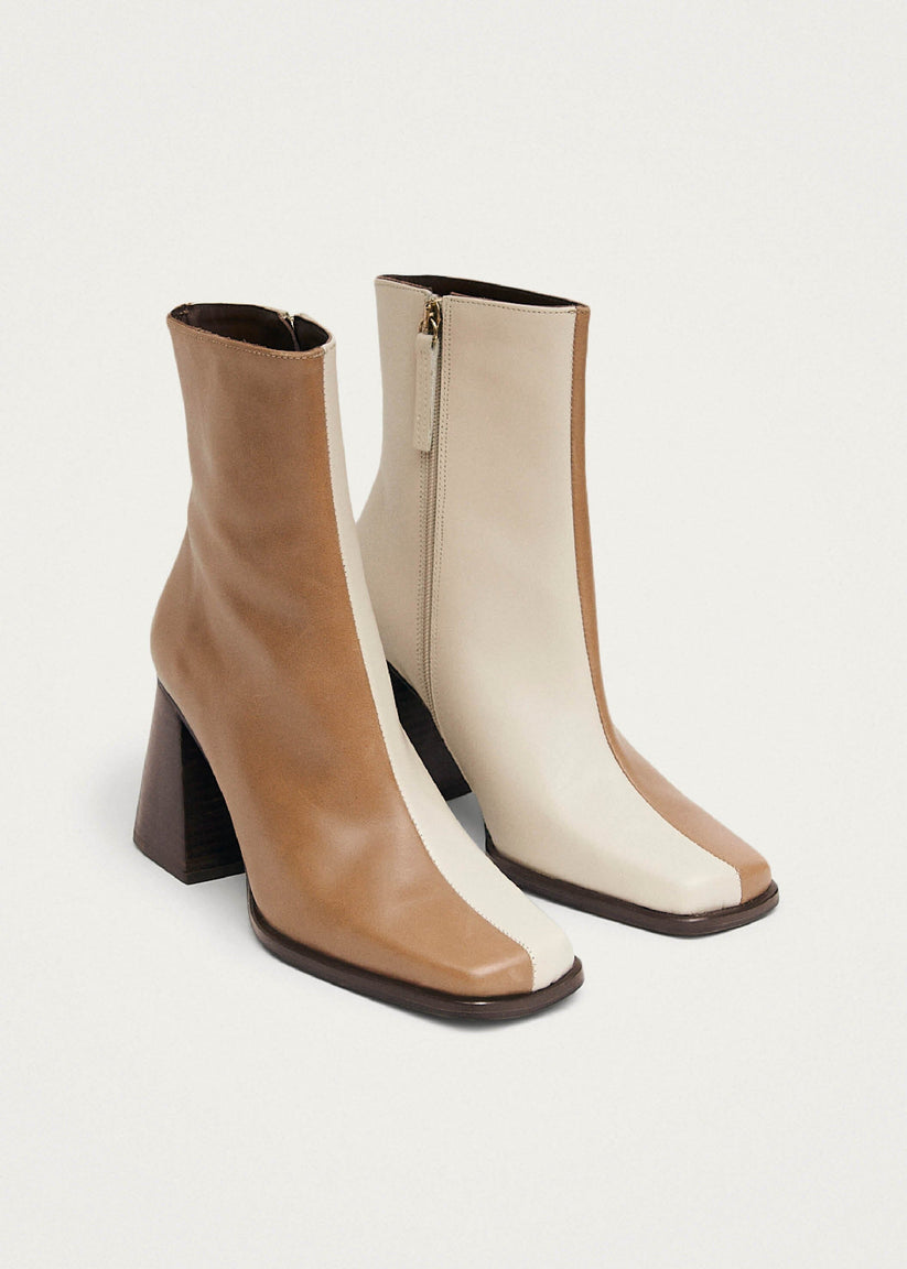 Alohas South Bicolor Botas de Piel Marrón y Beige 2025