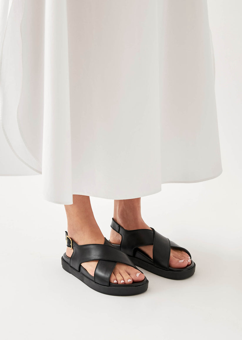 Alohas Nico Sandalias de Cuero Negro Outlet online