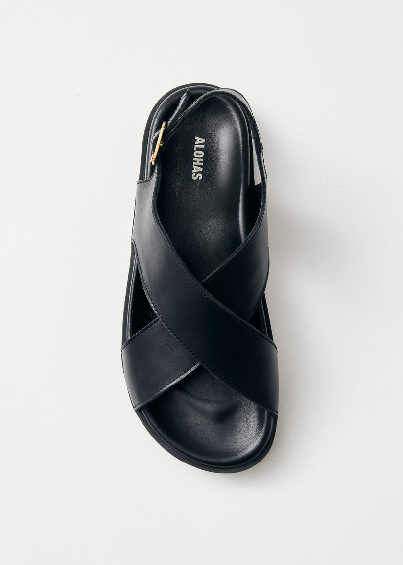 Alohas Nico Sandalias de Cuero Negro Outlet online