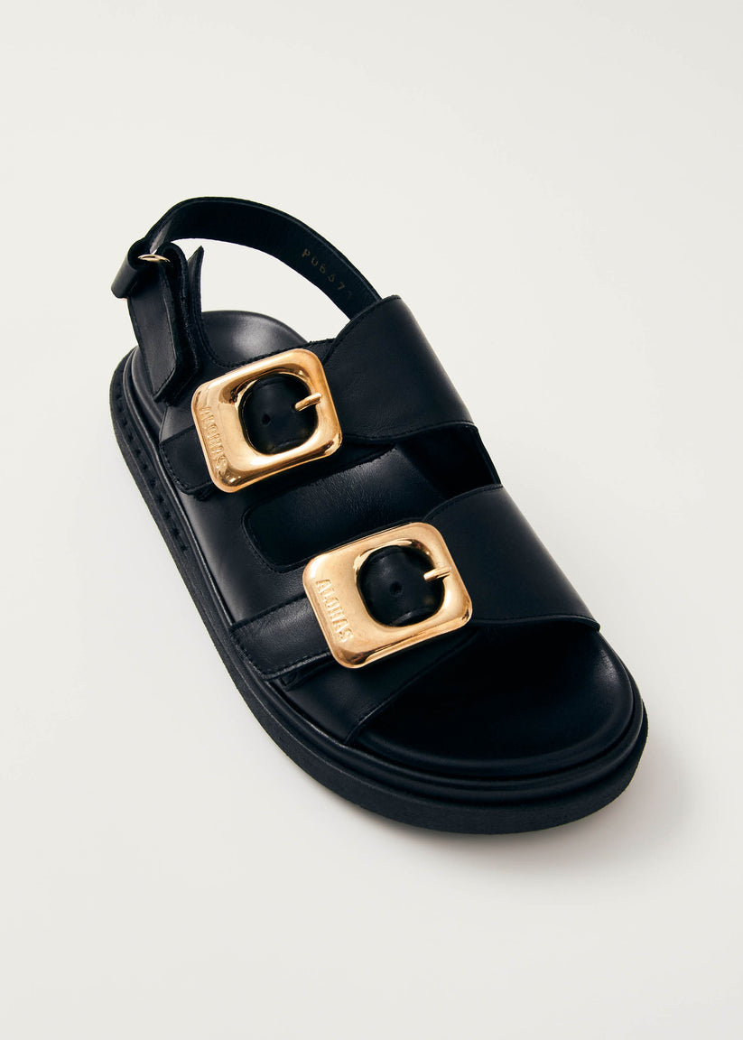 Alohas Daria Sandalias de Cuero Negro Gran oferta