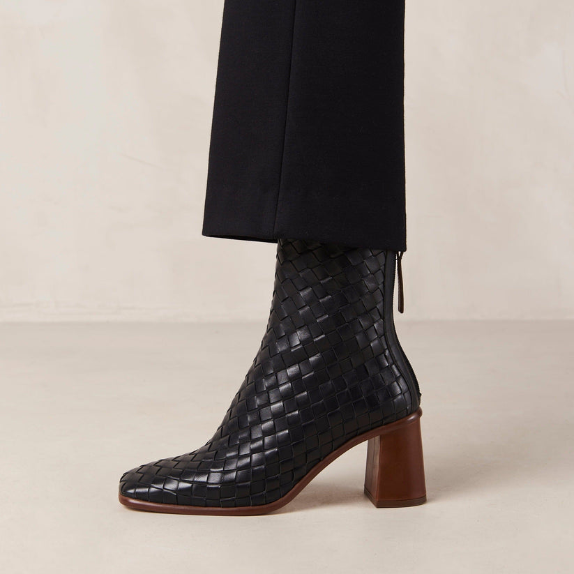 Alohas West Braided Botas Negras de Piel Ventas relámpago