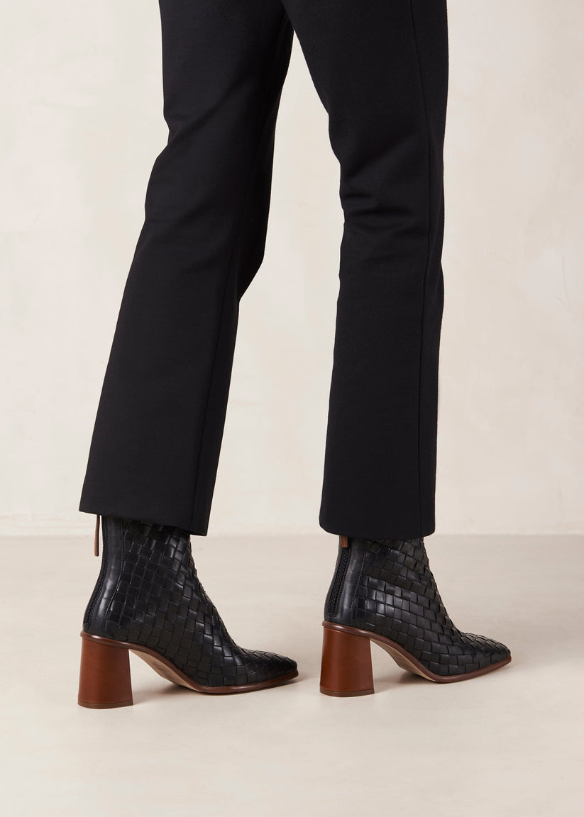 Alohas West Braided Botas Negras de Piel Ventas relámpago