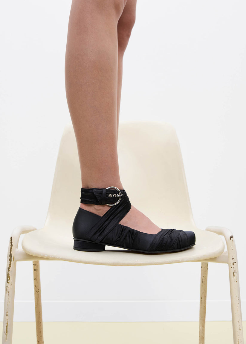 Alohas Volant Silky Bailarinas Negras Última moda