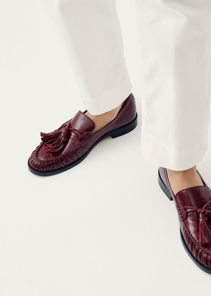 Alohas Marietta Onix Mocasines de Cuero Burdeos Ofertas especiales