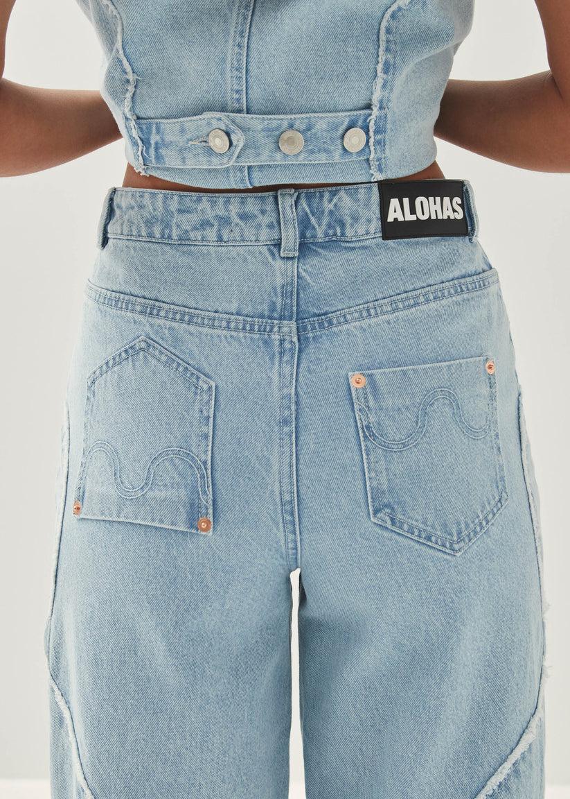 Alohas Lorenza Pantalones de Tejido Vaquero Color Azul Claro Devoluciones gratuitas