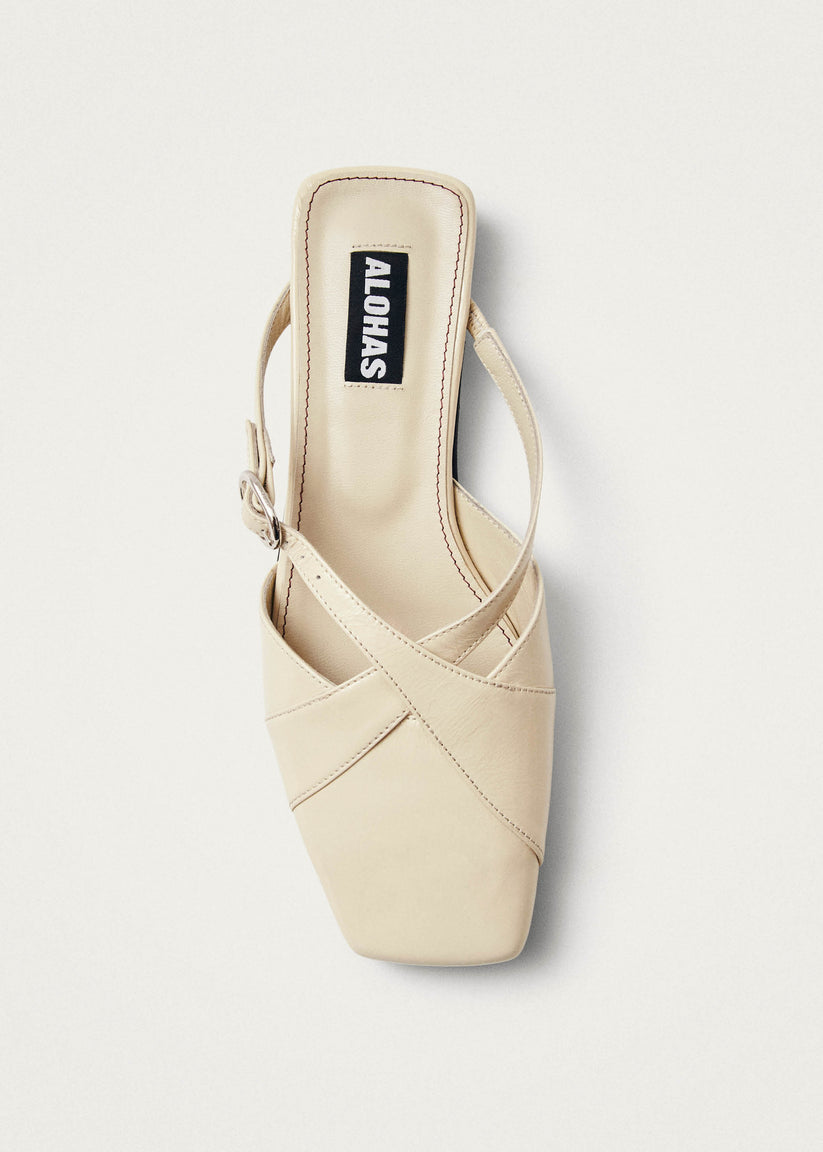 Alohas Adria Onix Mules de Cuero Color Crema Mejor oferta