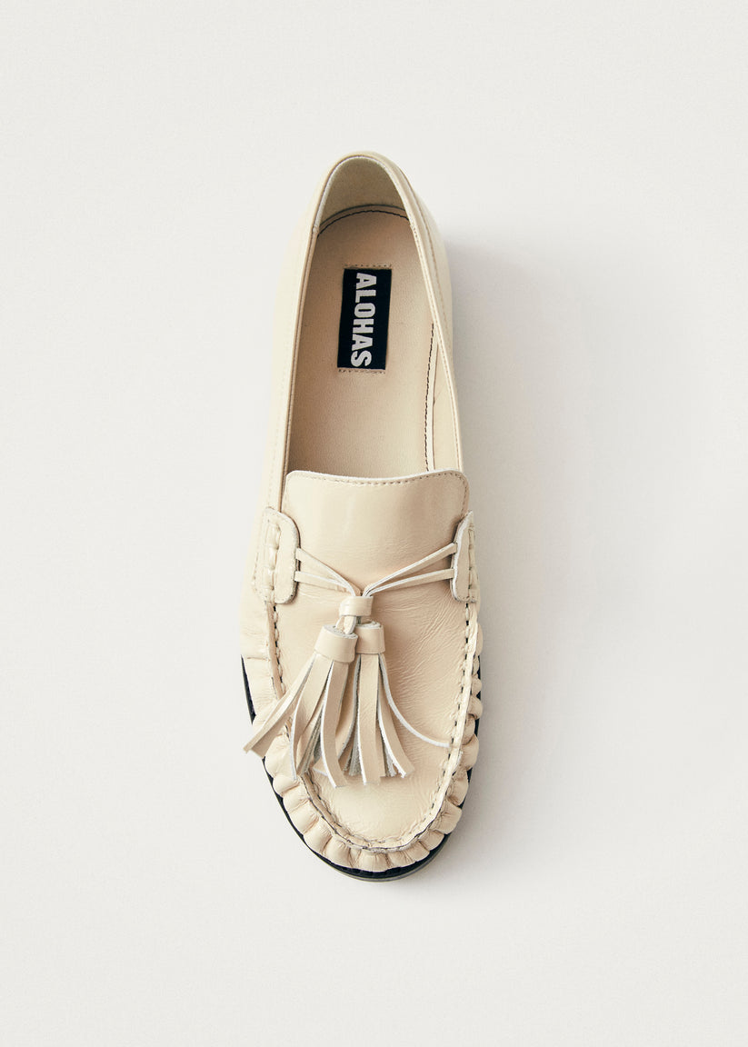 Alohas Marietta Onix Mocasines de Cuero Color Crema Envío gratis