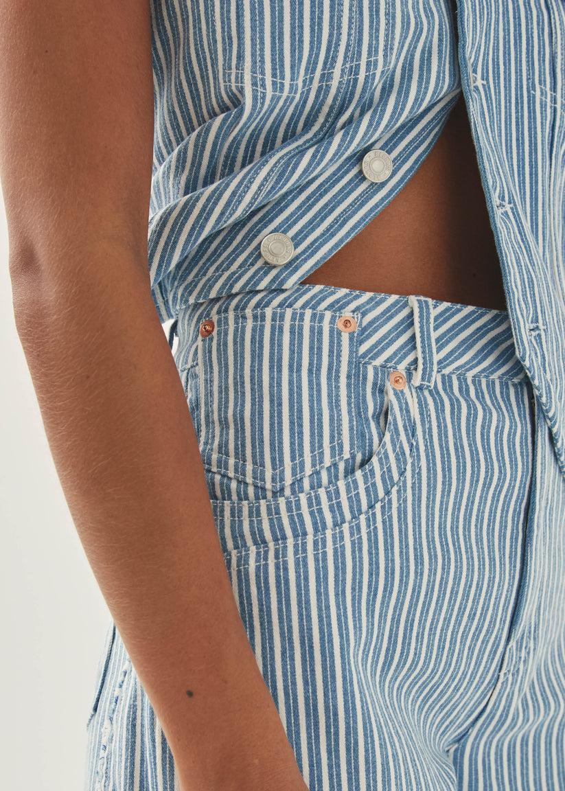 Alohas Lorenza Rayas de Denim Color Azul y Blanco Precio de fábrica