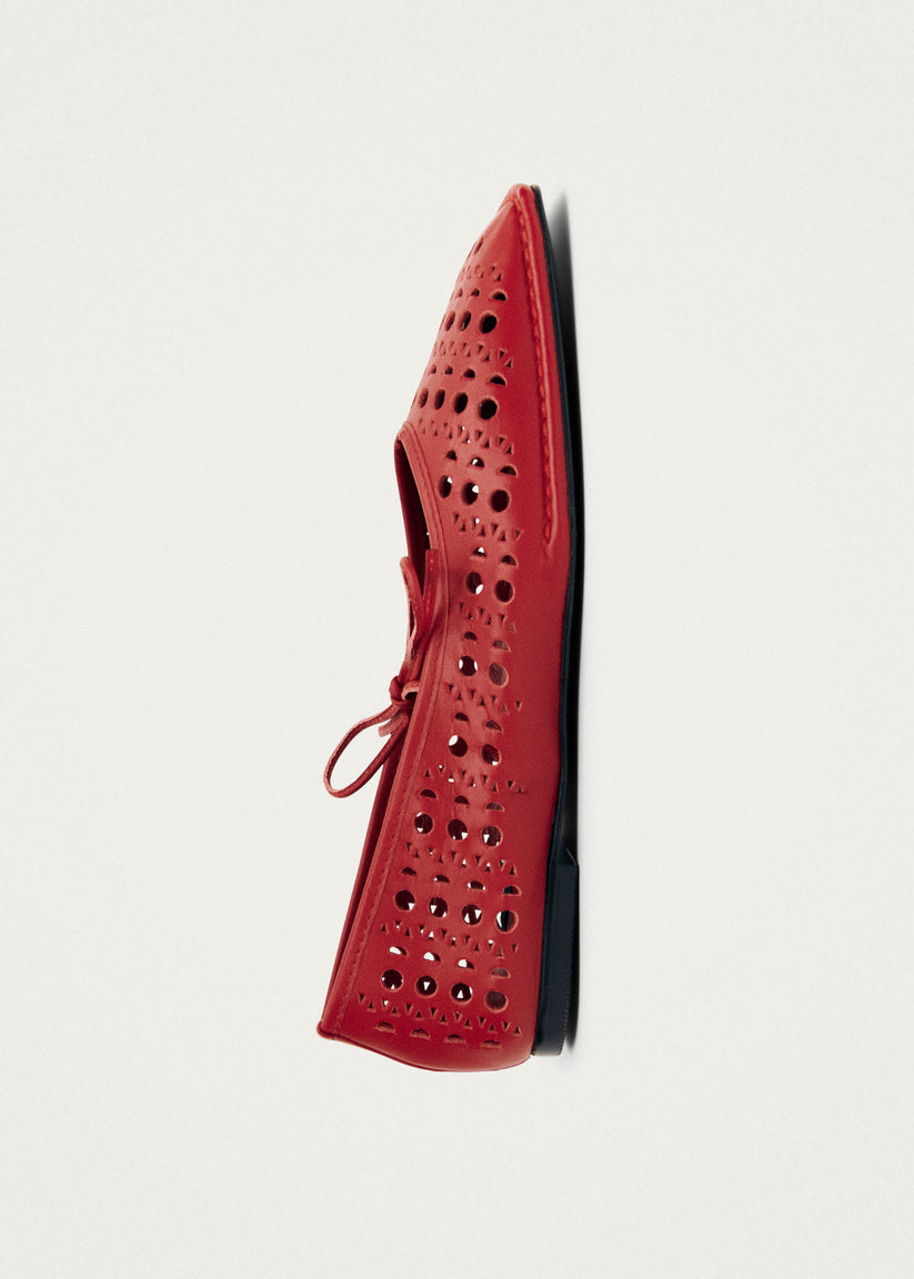 Alohas Sway Slit Bailarinas de Cuero Rojo Solo hoy