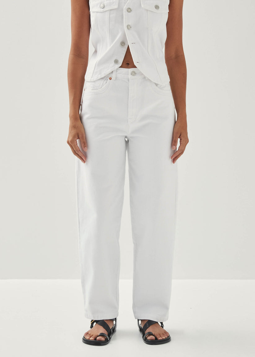 Alohas Lorenza Pantalones de Mezclilla Blancos Liquidación