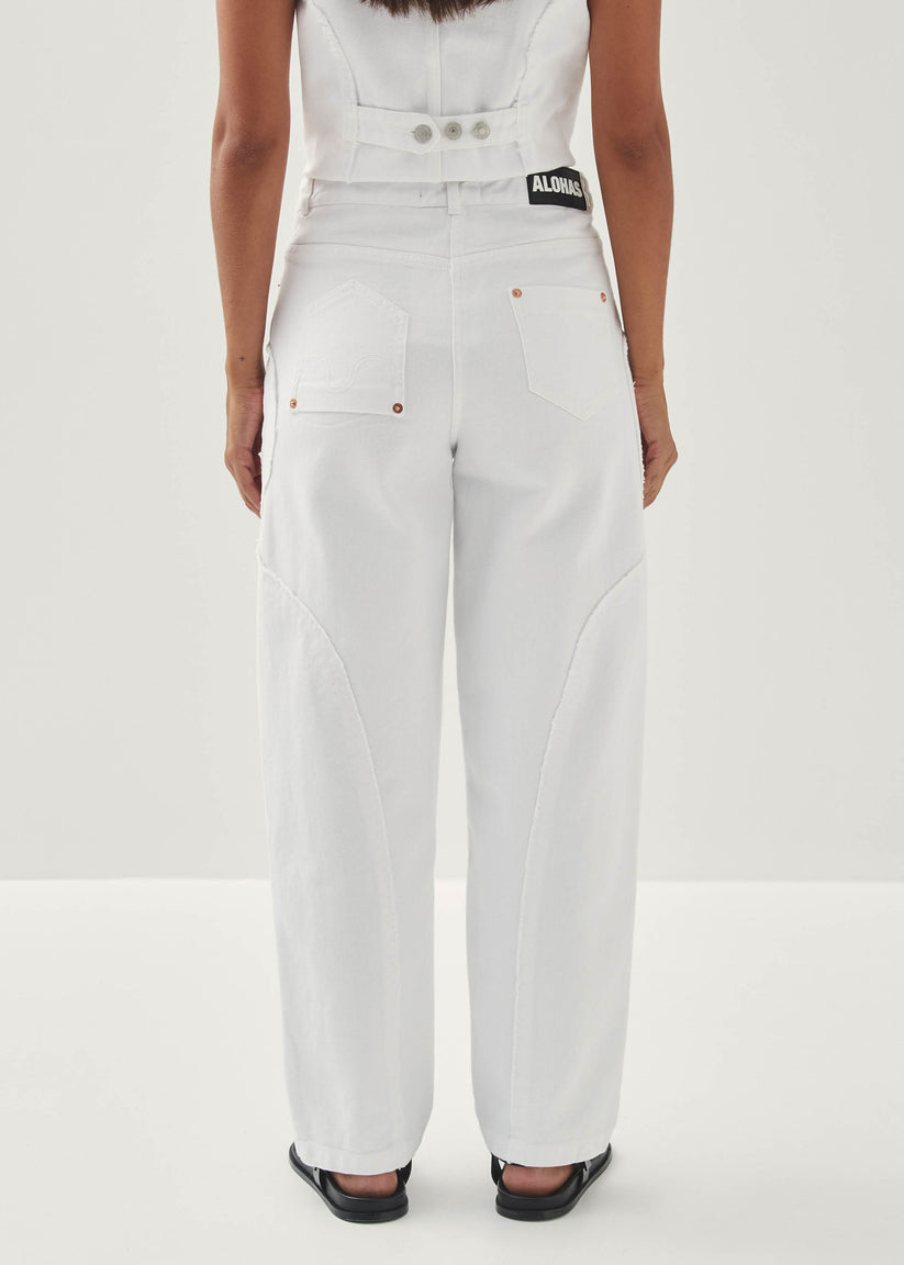 Alohas Lorenza Pantalones de Mezclilla Blancos Liquidación