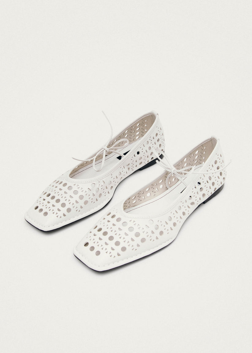 Alohas Sway Slit Bailarinas de Cuero Blanco Última moda