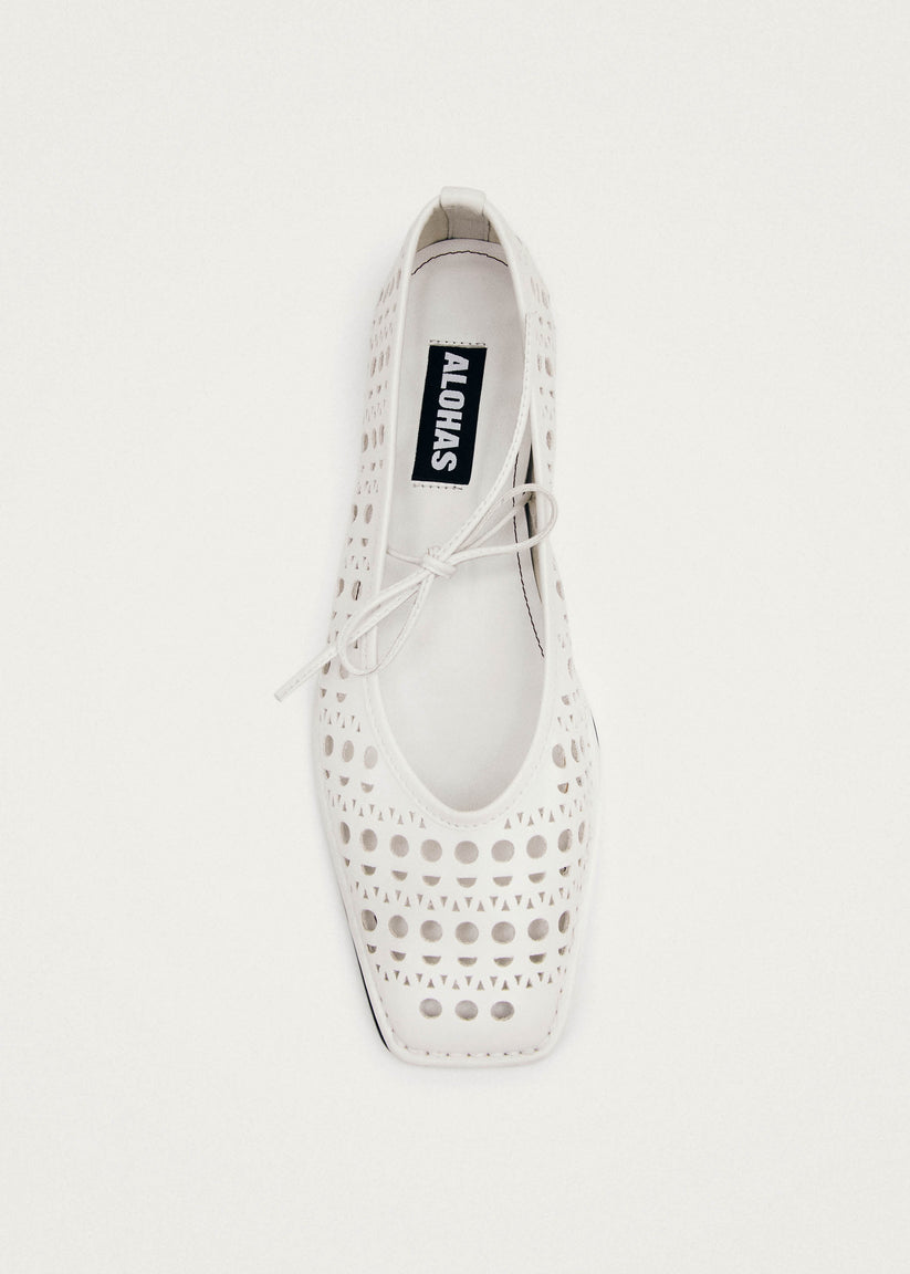 Alohas Sway Slit Bailarinas de Cuero Blanco Última moda