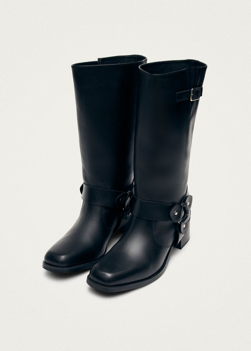 Alohas Rocky Botas moteras de cuero negro Rebajas de fin de temporada