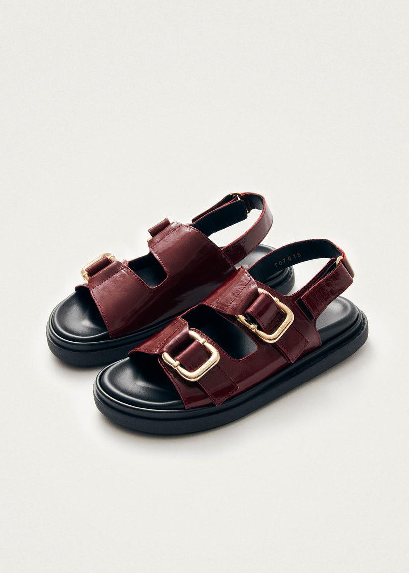 Alohas Harper Onix Sandalias de Cuero Color Burdeos Descuento