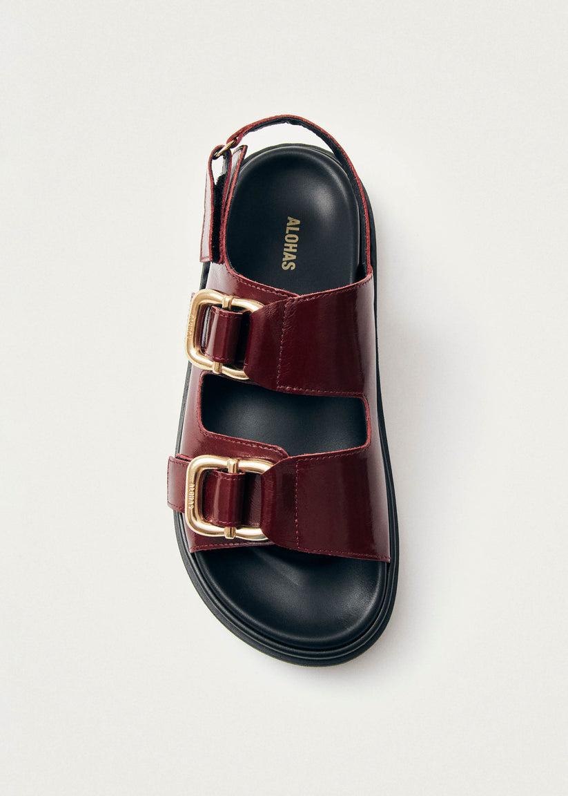 Alohas Harper Onix Sandalias de Cuero Color Burdeos Descuento